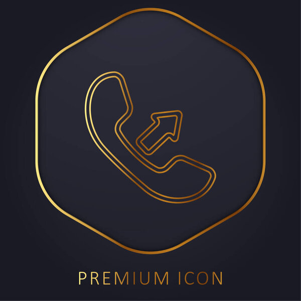 ответить на вызов интерфейс символ ушной раковины со стрелкой золотой линии премиум логотип или значок