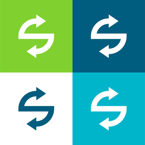 Arrows Flat four color minimal icon set