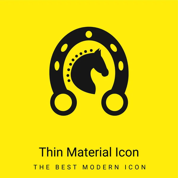 Black Head Horse Horseshoe Minimal Bright Yellow Material Icon —  Vetores de Stock