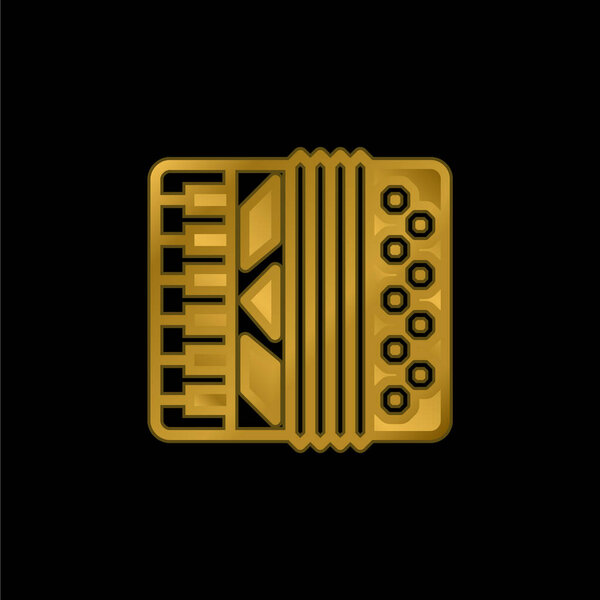 Accordion gold plated metalic icon or logo vector