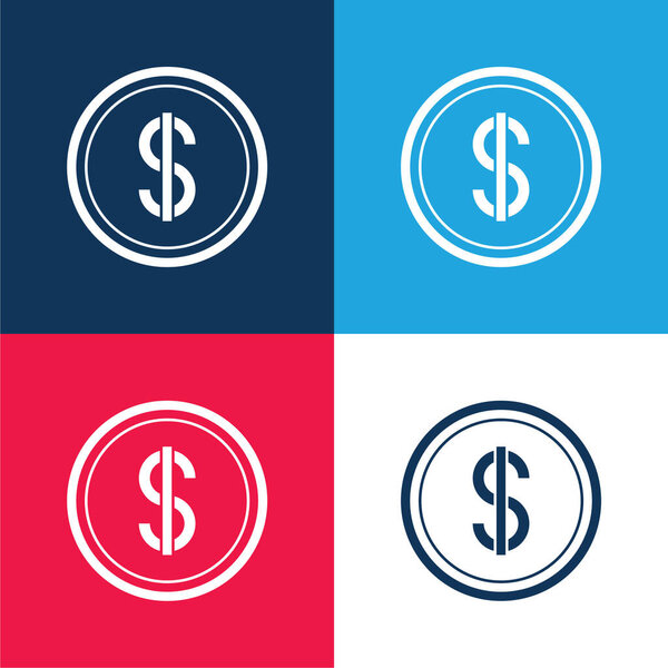 American Dollar blue and red four color minimal icon set