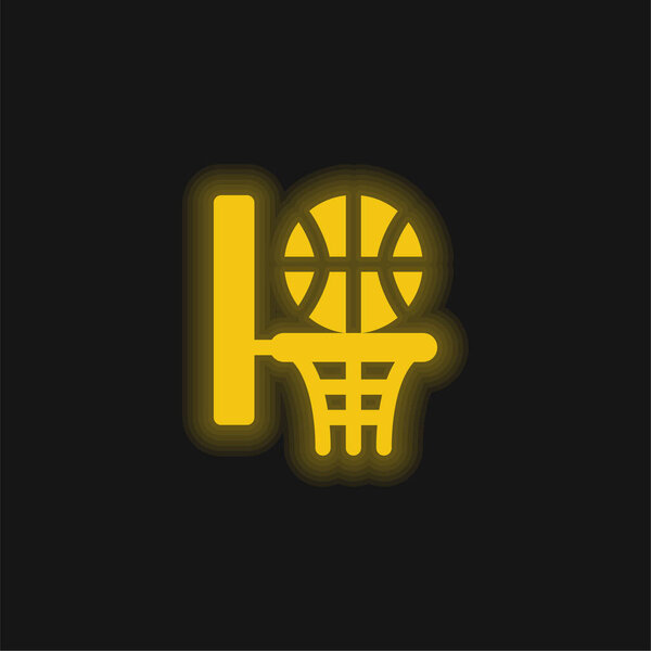 Basketball yellow glowing neon icon