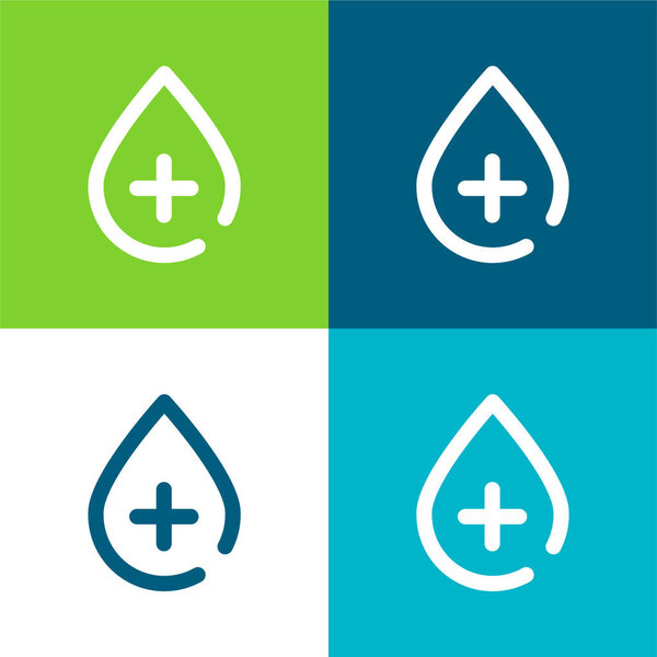 Blood Drop Flat four color minimal icon set