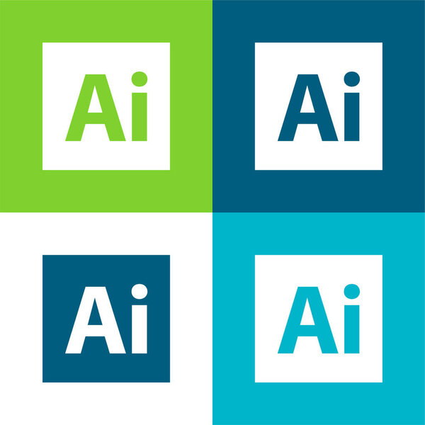 Adobe Illustrator Flat four color minimal icon set