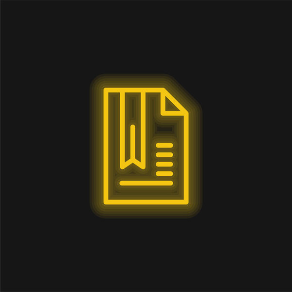 Bookmark yellow glowing neon icon