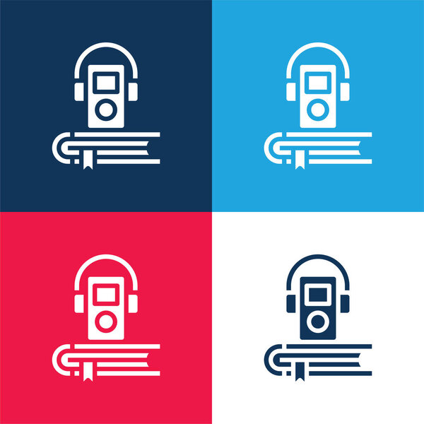 Аудио книга синий и красный четыре цвета минимальный набор значков