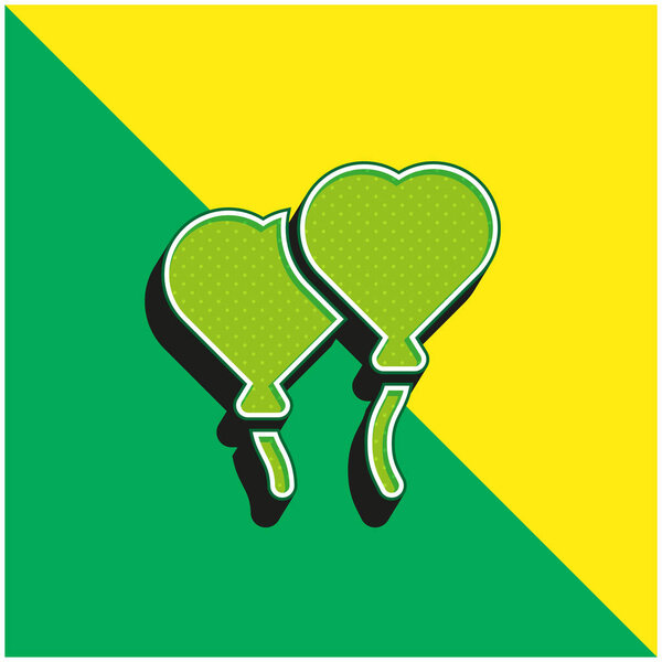 Зеленый шар и желтый современный 3D логотип векторной иконы