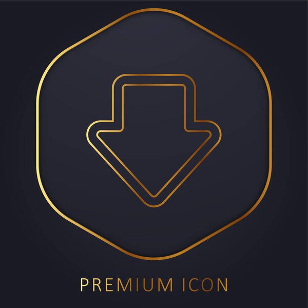 Arrow Gross Outline Pointing Down golden line premium logo or icon