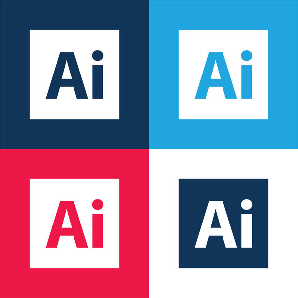 Adobe Illustrator blue and red four color minimal icon set