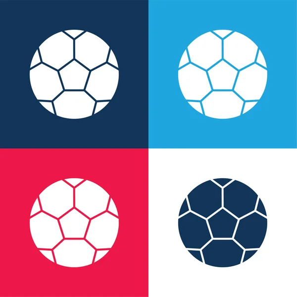 Ball Blue Red Four Color Minimal Icon Set — Stock Vector