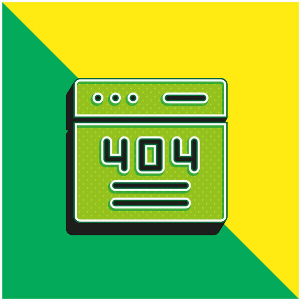 404 Green and yellow modern 3d vector icon logo