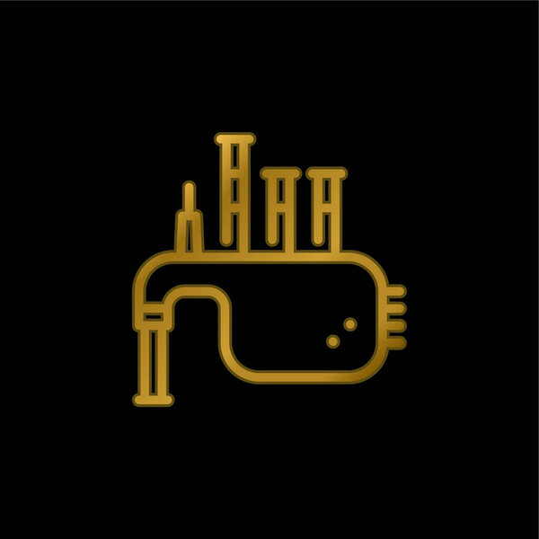 Bagpipes gold plated metalic icon or logo vector