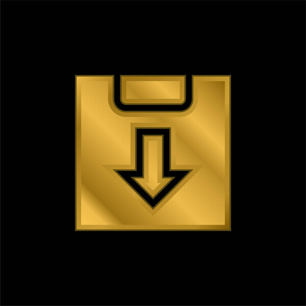 Archive gold plated metalic icon or logo vector