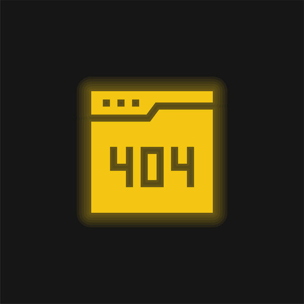 404 Error yellow glowing neon icon