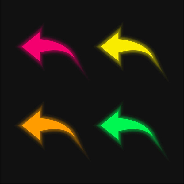 черные стрелки влево 4 цвета светящийся неоновый вектор значок