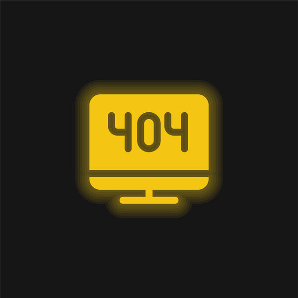 404 Error yellow glowing neon icon
