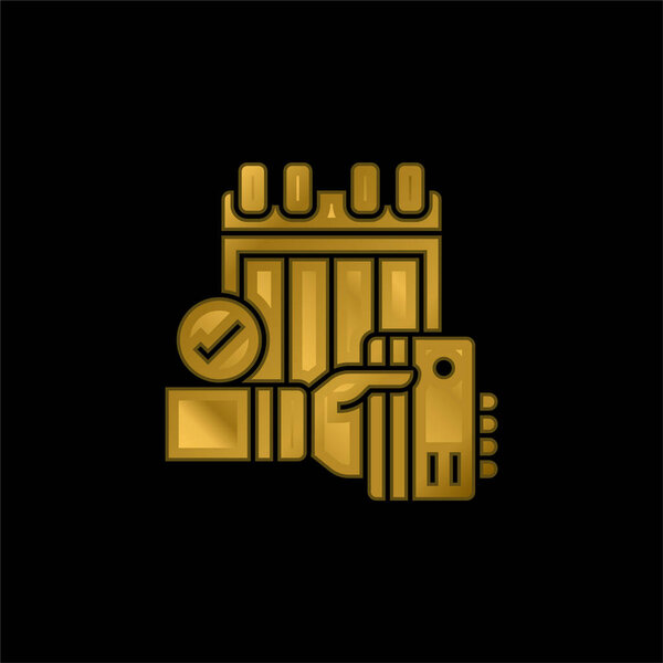 Annual gold plated metalic icon or logo vector