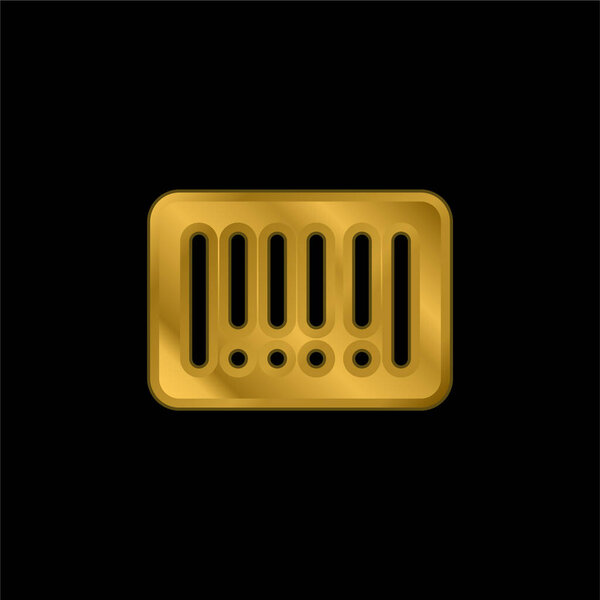 Bars Code gold plated metalic icon or logo vector
