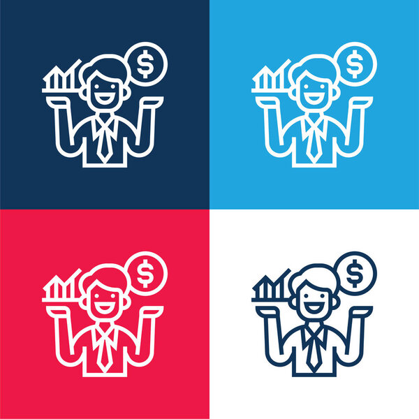 Benefit blue and red four color minimal icon set