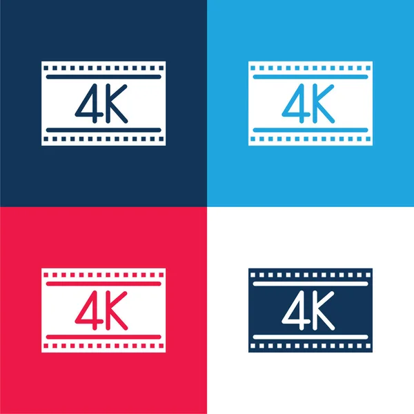 stock vector 4k blue and red four color minimal icon set