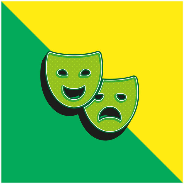 art dec зеленый и желтый современный 3d векторный логотип