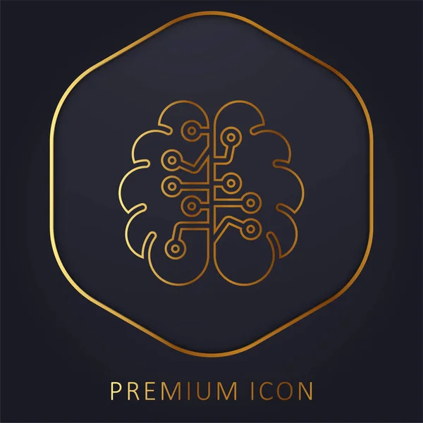 Kunstmatige Intelligentie Gouden Lijn Premium Logo Pictogram — Stockvector