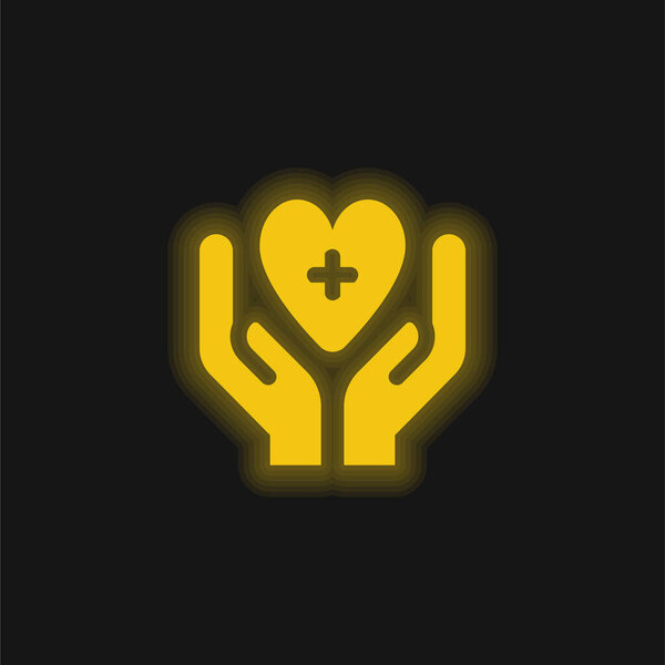 Желтая сияющая неоновая икона