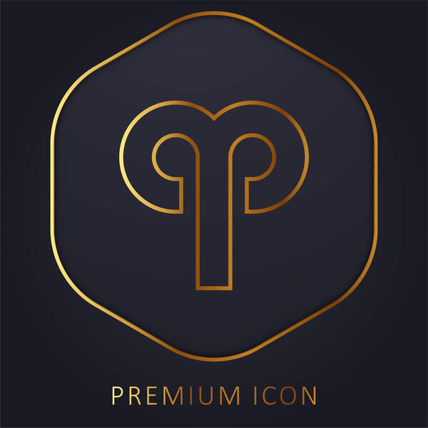 Aries golden line premium logo or icon
