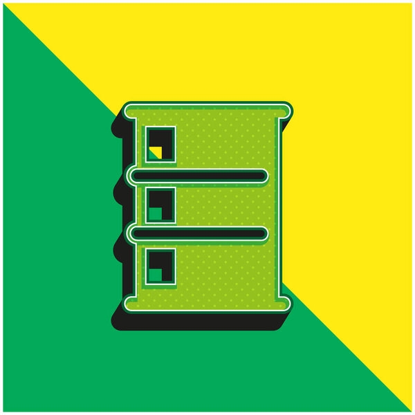 баррель контейнер зеленый и желтый современный 3D логотип векторной иконки