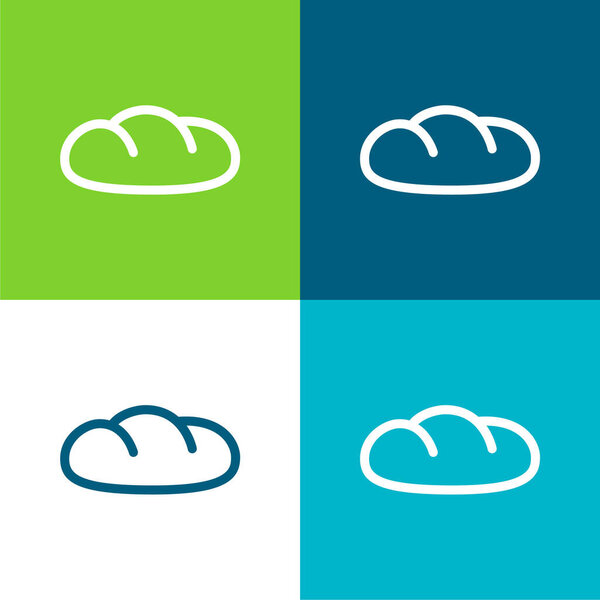 Хлеб Плоский четырехцветный минимальный набор значков