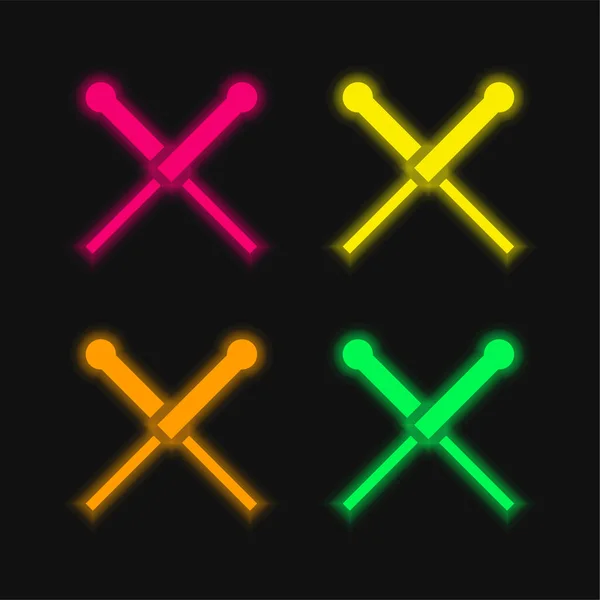 Acupuncture four color glowing neon vector icon