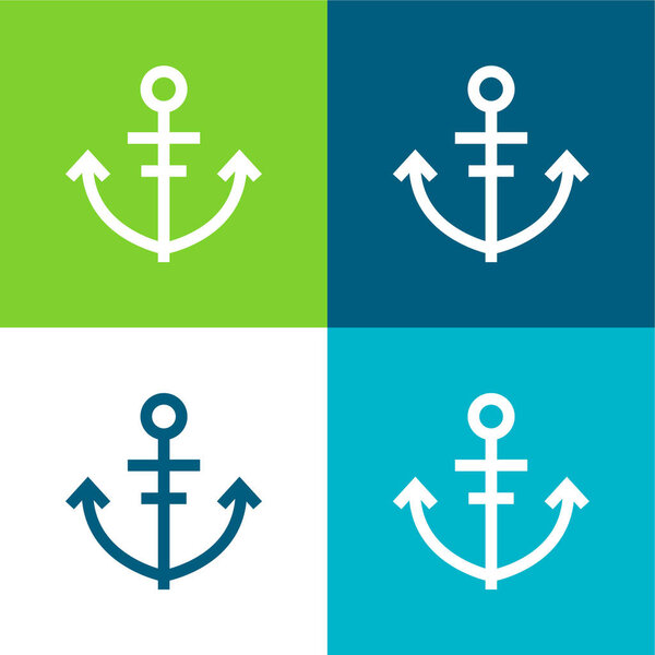 Anchor Flat four color minimal icon set