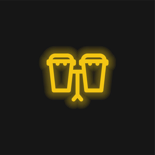 Bongos yellow glowing neon icon
