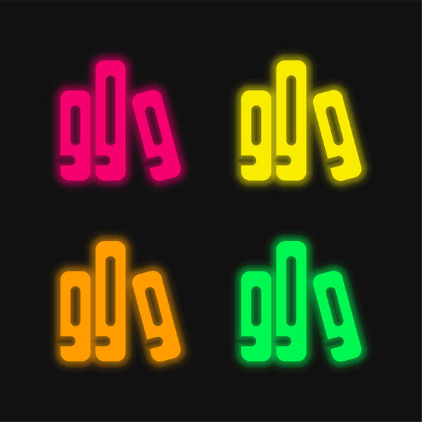 Archive four color glowing neon vector icon