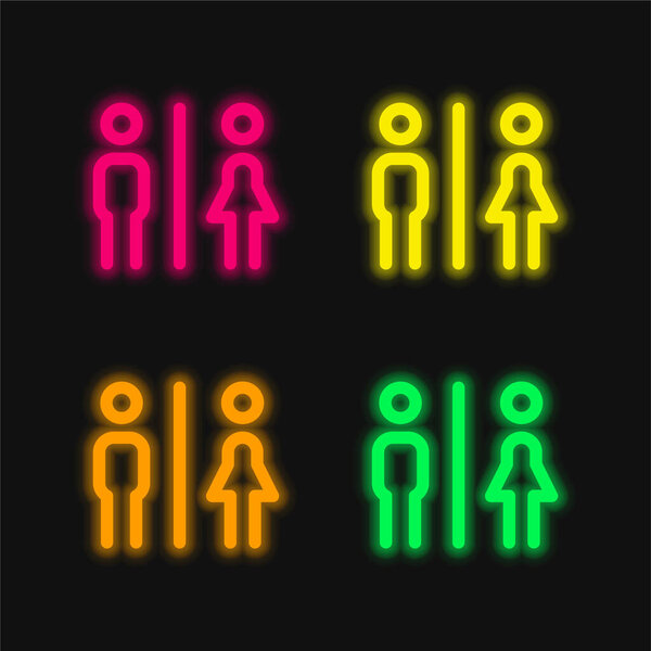 ванные комнаты четыре цвета светящийся неоновый вектор значок