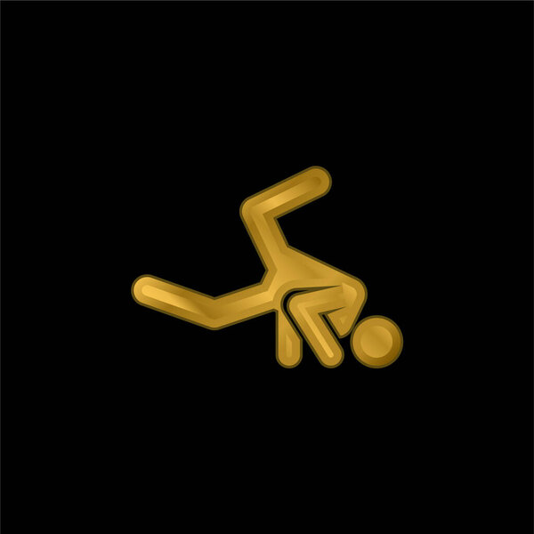 Breakdance gold plated metalic icon or logo vector