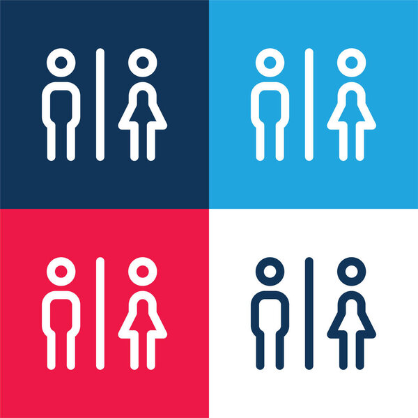 ванные комнаты синий и красный четыре цвета минимальный набор значков