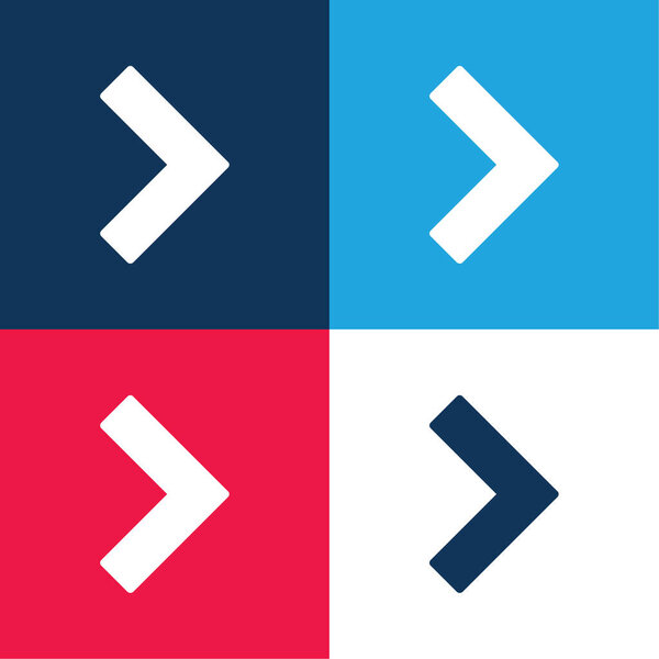 Arrow Angle Pointing To Right blue and red four color minimal icon set