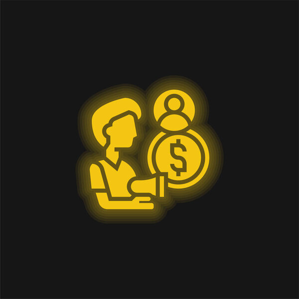 Affiliate yellow glowing neon icon