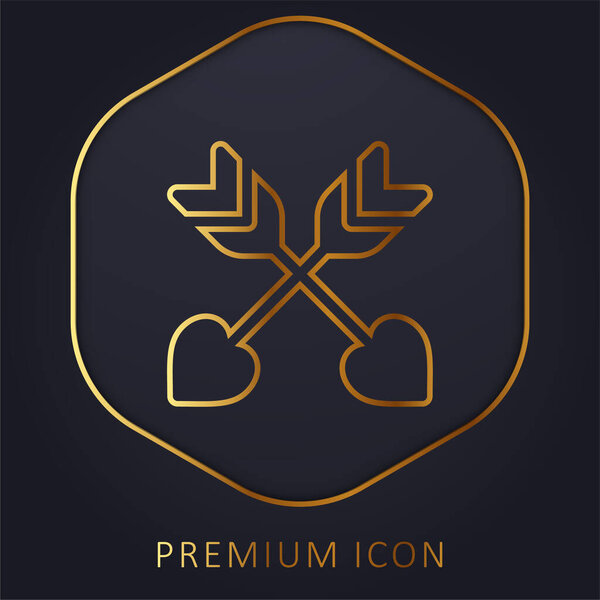 Стрелки золотая линия премиум логотип или значок