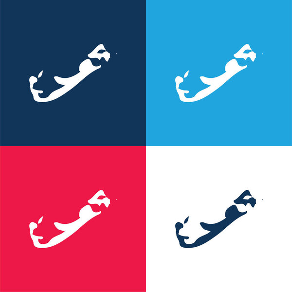 Bermuda blue and red four color minimal icon set