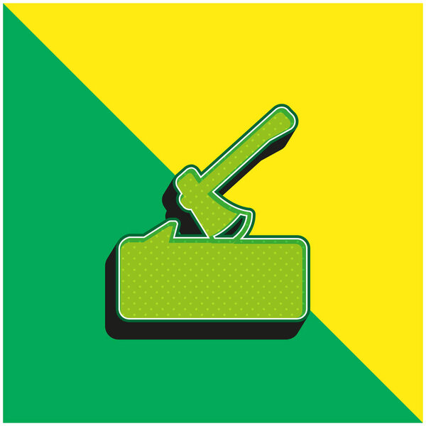 Axe On Log Green and yellow modern 3d vector icon logo