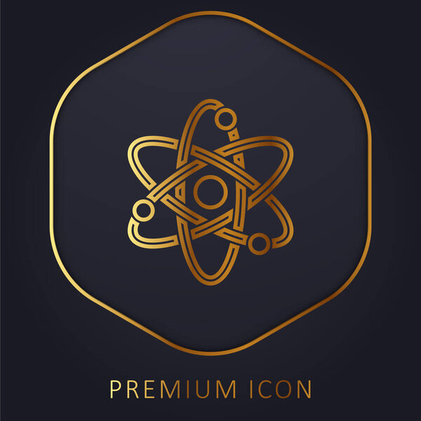 Atom golden line premium logo or icon
