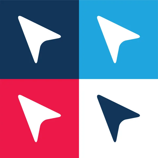 Black Pointer Blue Red Four Color Minimal Icon Set — Stok Vektör