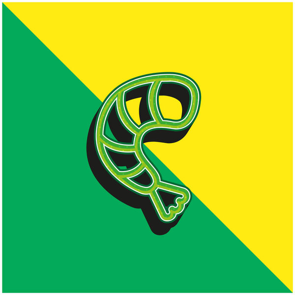 Big Shrimp Green and yellow modern 3d vector icon logo