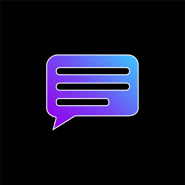 Black Speech Bubble With Lines Inside blue gradient vector icon