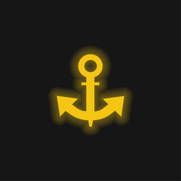 Boat Anchor yellow glowing neon icon