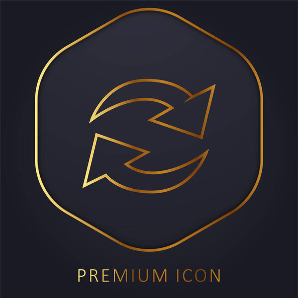 актуализация стрелки пара в круге золотой линии премиум логотип или значок