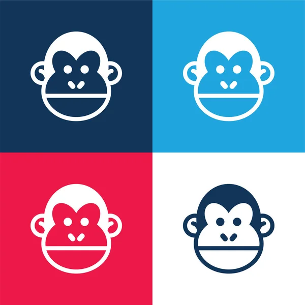 Animal Blue Red Four Color Minimal Icon Set — Stock Vector