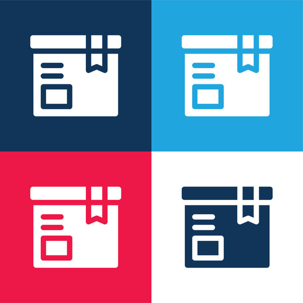 Box blue and red four color minimal icon set
